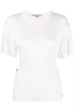 Stella McCartney Women Short Sleeved T-Shirts - Chain-link detail short-sleeve T-shirt - White