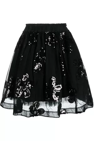 Simone Rocha Women Sequin Mini Skirts - Sequin-embellished tulle mini skirt - Black