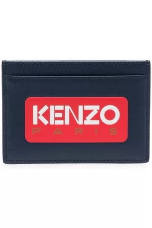 Kenzo Men Wallets - Logo-print leather cardholder - Blue