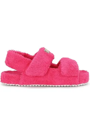 Dolce & Gabbana Logo-plaque faux-shearling sandals