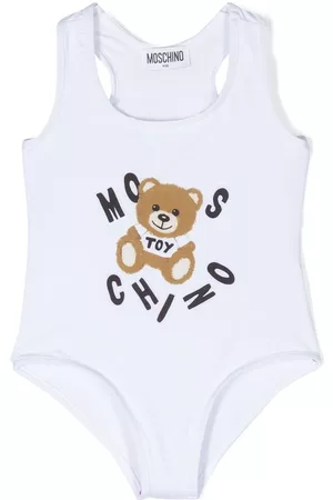 Moschino Girls Swimsuits - Teddy Bear motif swimsuit - White