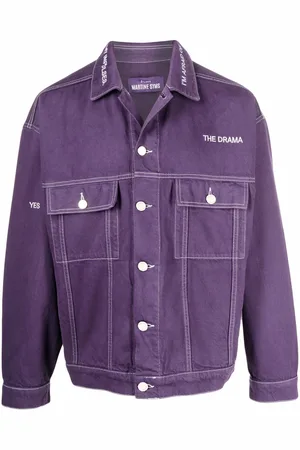 Buy online Purple Solid Denim Jacket from Jackets for Men by Blue