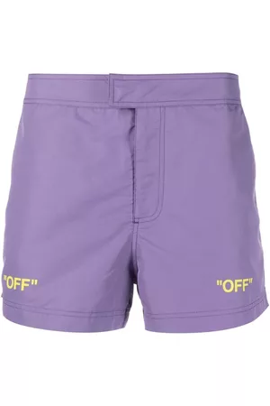 OFF-WHITE Men Swim Shorts - Sunrise Off Quote-print swim shorts - Purple
