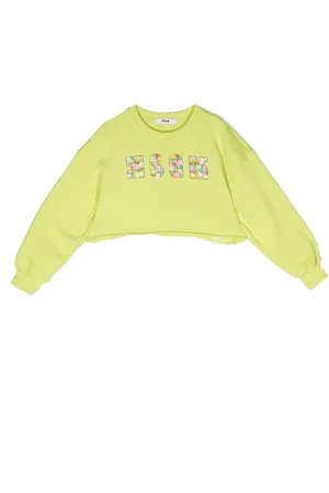 Msgm Floral sequin-embellished crew neck sweatshirt