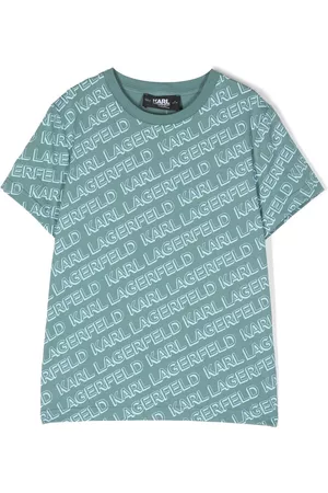 Karl Lagerfeld Boys T-shirts - All over logo-print T-shirt - Blue