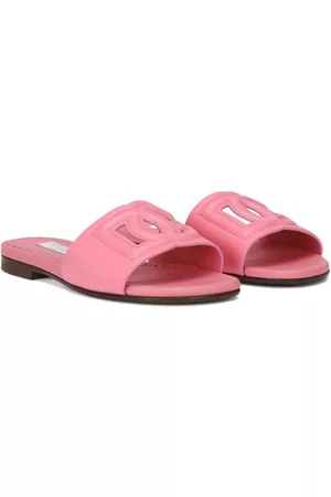 Dolce & Gabbana Girls Slippers - Cut out-logo open-toe slippers - Pink