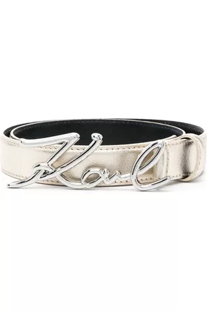 Karl Lagerfeld Women Belts - Logo buckle leather belt - Gold