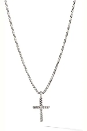 David Yurman Sterling Cable Classics Cross diamond necklace (24.3mm)