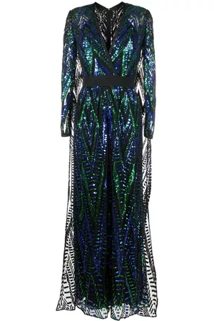 Elie saab Women Sequin flared jumpsuits - Sequin-embellished cape jumpsuit - Green