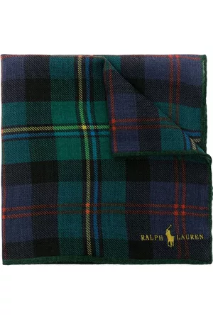 Ralph Lauren Men Bow Ties - Wool tartan pocket square - NAVY/GREEN MULTI