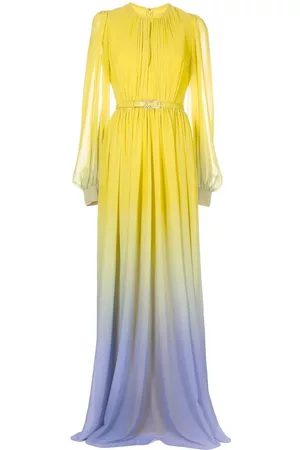 Elie saab Women Evening Dresses - Ombré-effect georgette gown - Yellow