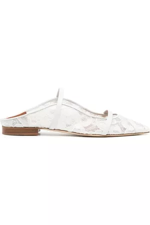 MALONE SOULIERS Women Mules - Pointed floral mesh mules - White