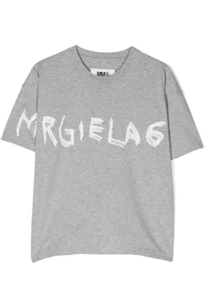 Maison Margiela Girls T-shirts - Graffiti logo-print T-shirt - Grey