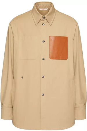 VALENTINO GARAVANI Men Leather Jackets - Leather-pocket shirt jacket - Brown