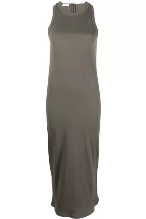 Brunello Cucinelli Women Knitted Dresses - Ribbed-knit sleeveless dress - Green
