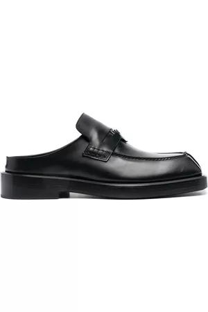 VERSACE Men Loafers - Leather penny-slot loafers - Black