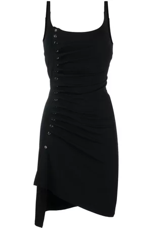 Paco rabanne Women Mini Dresses - Button-detailed draped minidress - Black
