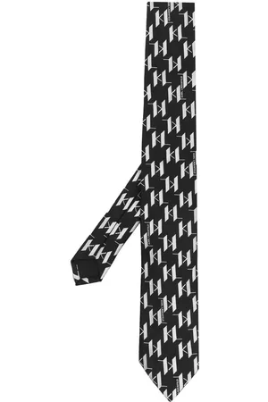 Karl Lagerfeld Men Bow Ties - Monogram silk tie - Black