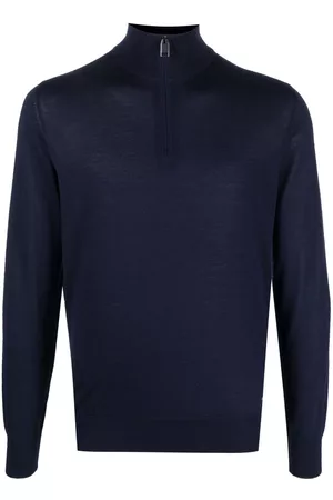 BRIONI Half-zip high-neck sweater - Blue