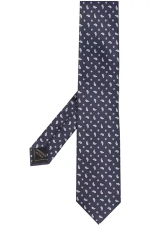 BRIONI Men Bow Ties - Woven paisley-pattern tie - Blue