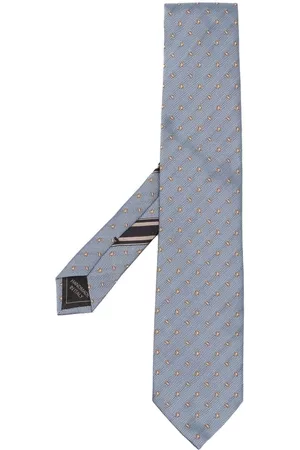 BRIONI Men Bow Ties - Patterned-jacquard silk scarf - Blue