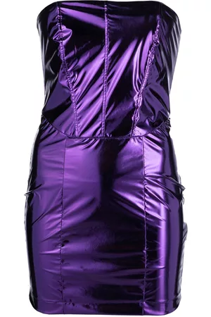 Patrizia Pepe Abito bustier laminato dress - Purple