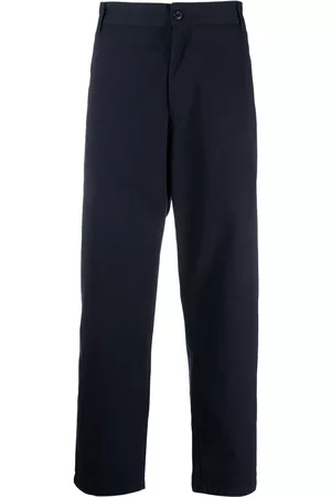 Carhartt Men Wide Leg Pants - Logo-patch wide-leg trousers - Blue