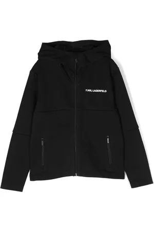 Karl Lagerfeld Boys Zip-up Hoodies - Logo-print zip-up hoodie - Black
