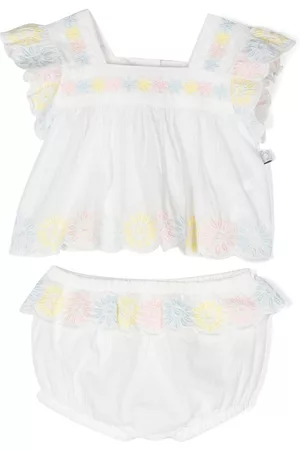 Stella McCartney Floral-embroidered two-piece set - White