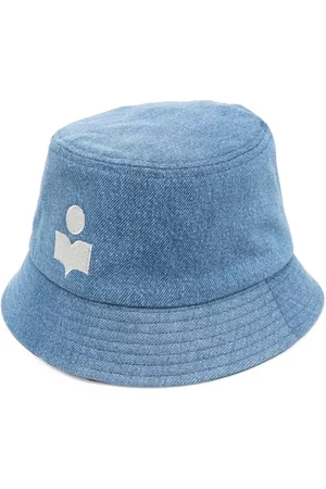 Isabel Marant Hats - Logo-embroidered denim bucket hat - Blue