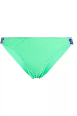 Moschino Women Bikini Bottoms - Logo-embossed bikini bottoms - Green