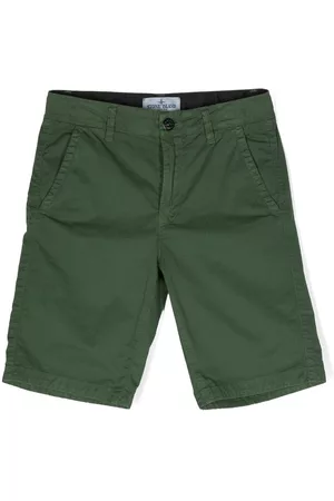 Stone Island Boys Shorts - Stretch-cotton chino shorts - Green