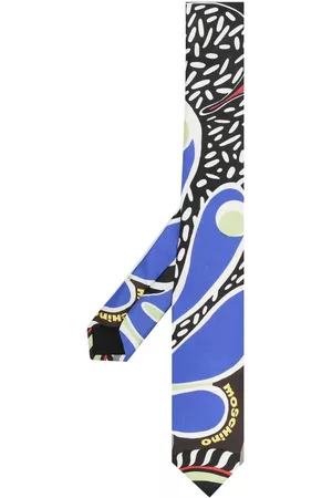 Moschino Men Bow Ties - Abstract-print silk tie - Blue