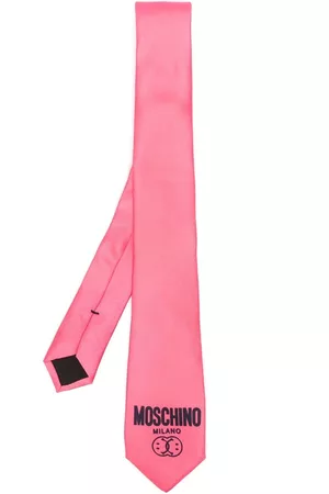 Moschino Silk logo-print tie - Pink