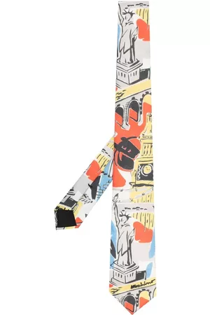 Moschino Abstract-print silk tie - Yellow