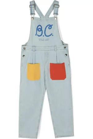 Bobo Choses Dungarees - Colour-block logo-print overalls - Blue