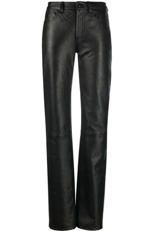 Marine Serre All-over embossed-logo leather trousers