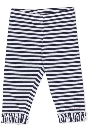 MONNALISA Ruffle-detail stripe-print leggings - White