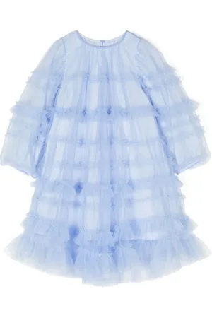 JNBY by JNBY Meshed ruffled long sleeve dress