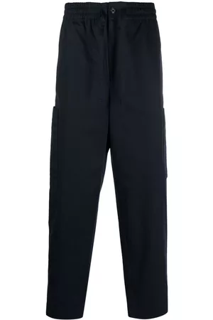 Kenzo Men Wide Leg Pants - Logo-patch wide-leg trousers - Blue