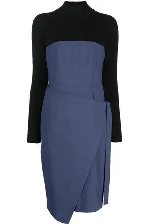 Paule Ka Contrast-panel midi dress