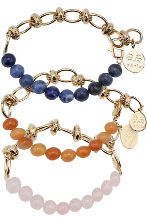 BY ALONA Women Bracelets - Beaded chain-link bracelets set of three - Gold