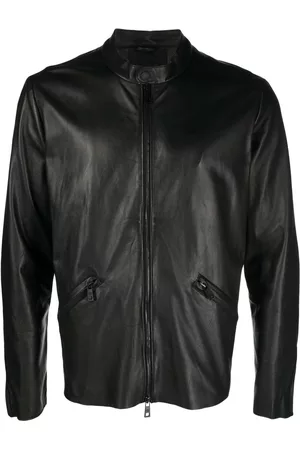 GIORGIO BRATO Men Leather Jackets - Band-collar leather jacket - Black