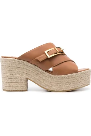 Sergio Rossi Nora 90mm leather crossover strap mules