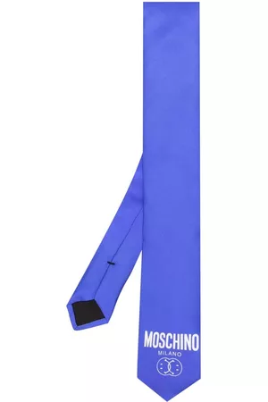 Moschino Silk logo-print tie - Blue
