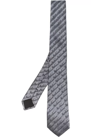 Moschino Silk embroidered-logo tie - Grey