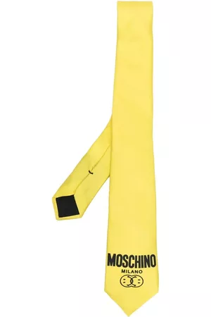 Moschino Silk logo-print tie - Yellow