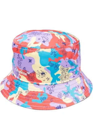OFF-WHITE Boys Hats - Multicolor front logo bucket hat - Purple