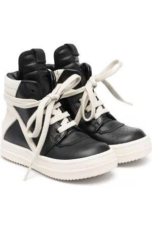 rick owens kids Boys High Top Sneakers - Geobasket high-top leather sneakers - Black