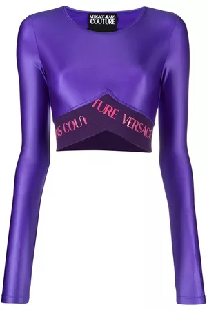 VERSACE Women Crop Tops - Logo-underband crop top - Purple